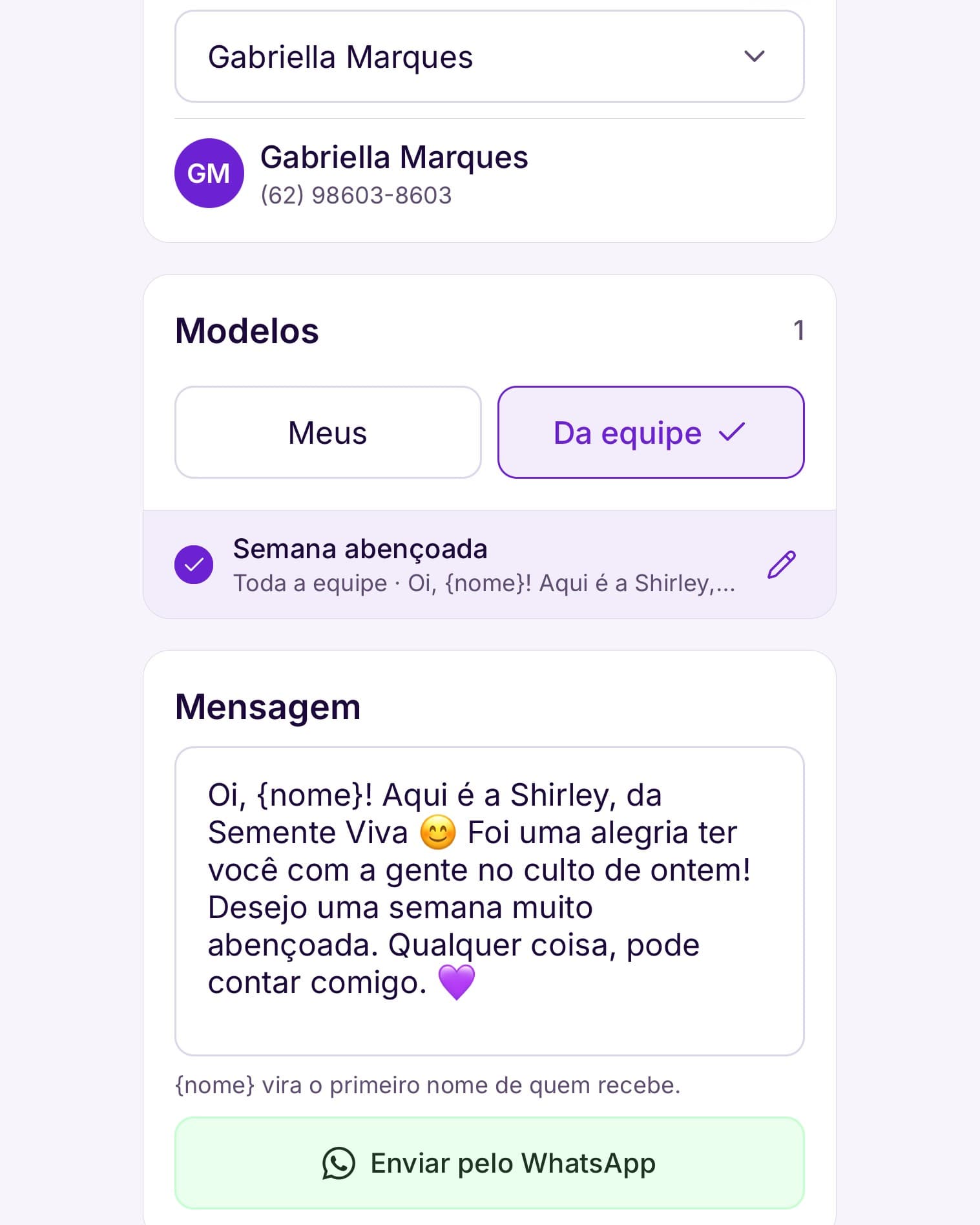 Syndos no celular: mensagem pronta para o visitante