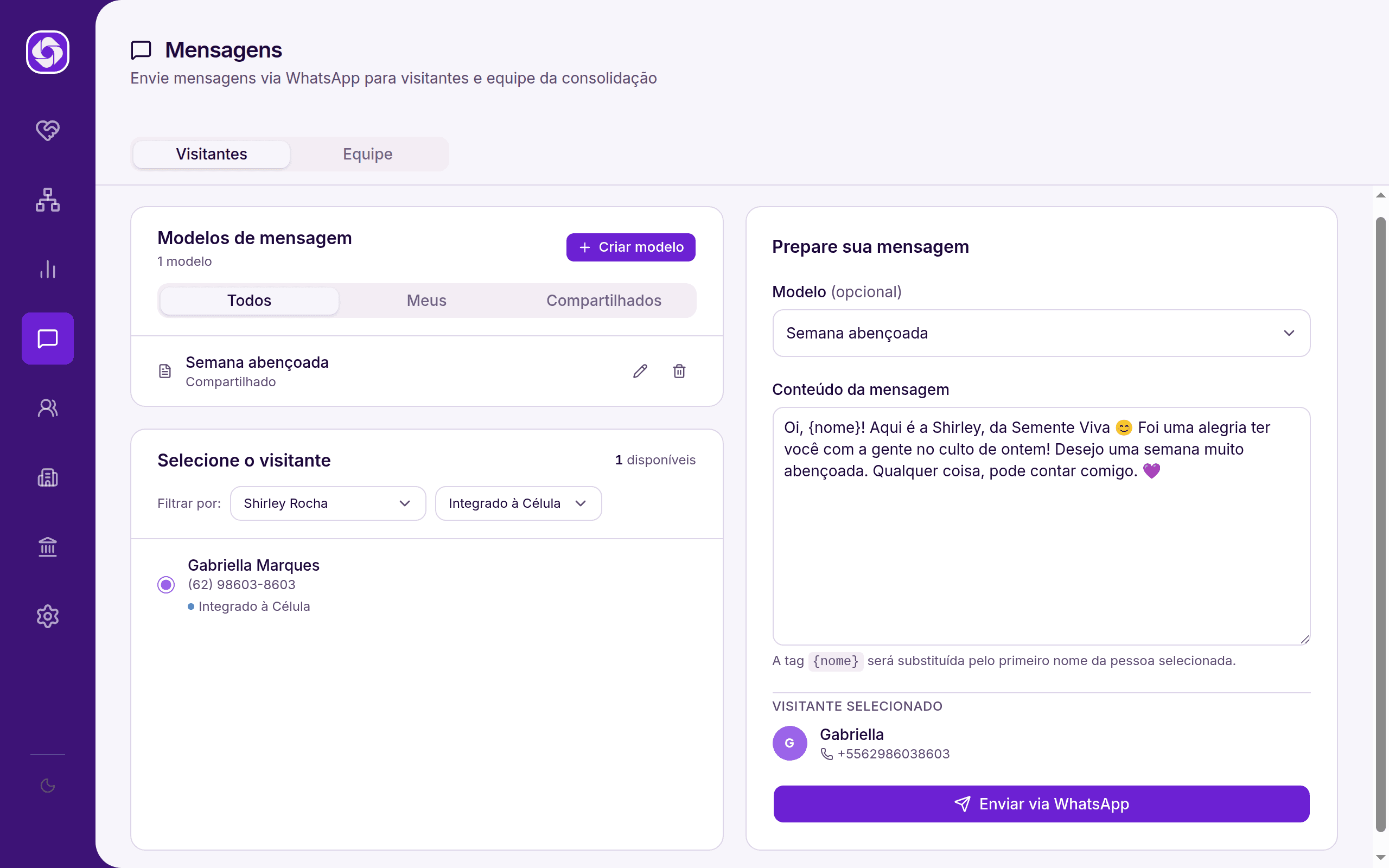 Syndos: mensagem pronta para o visitante