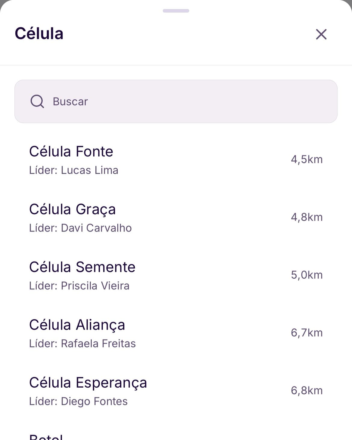 Syndos no celular: células ordenadas por distância