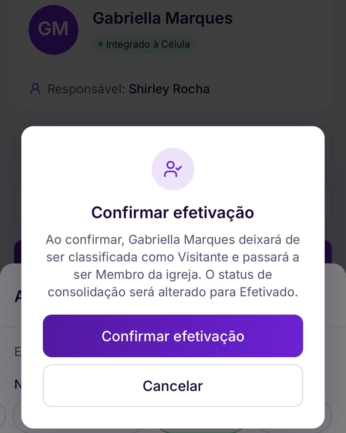 Syndos no celular: visitante efetivado como membro